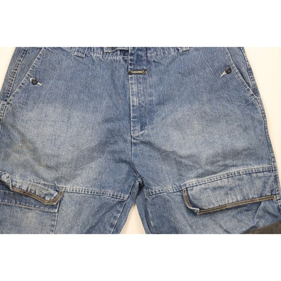Vintage 90s Marithe Francois Girbaud Mens 40 Spell Out Baggy Strap Denim Shorts - Picture 3 of 13